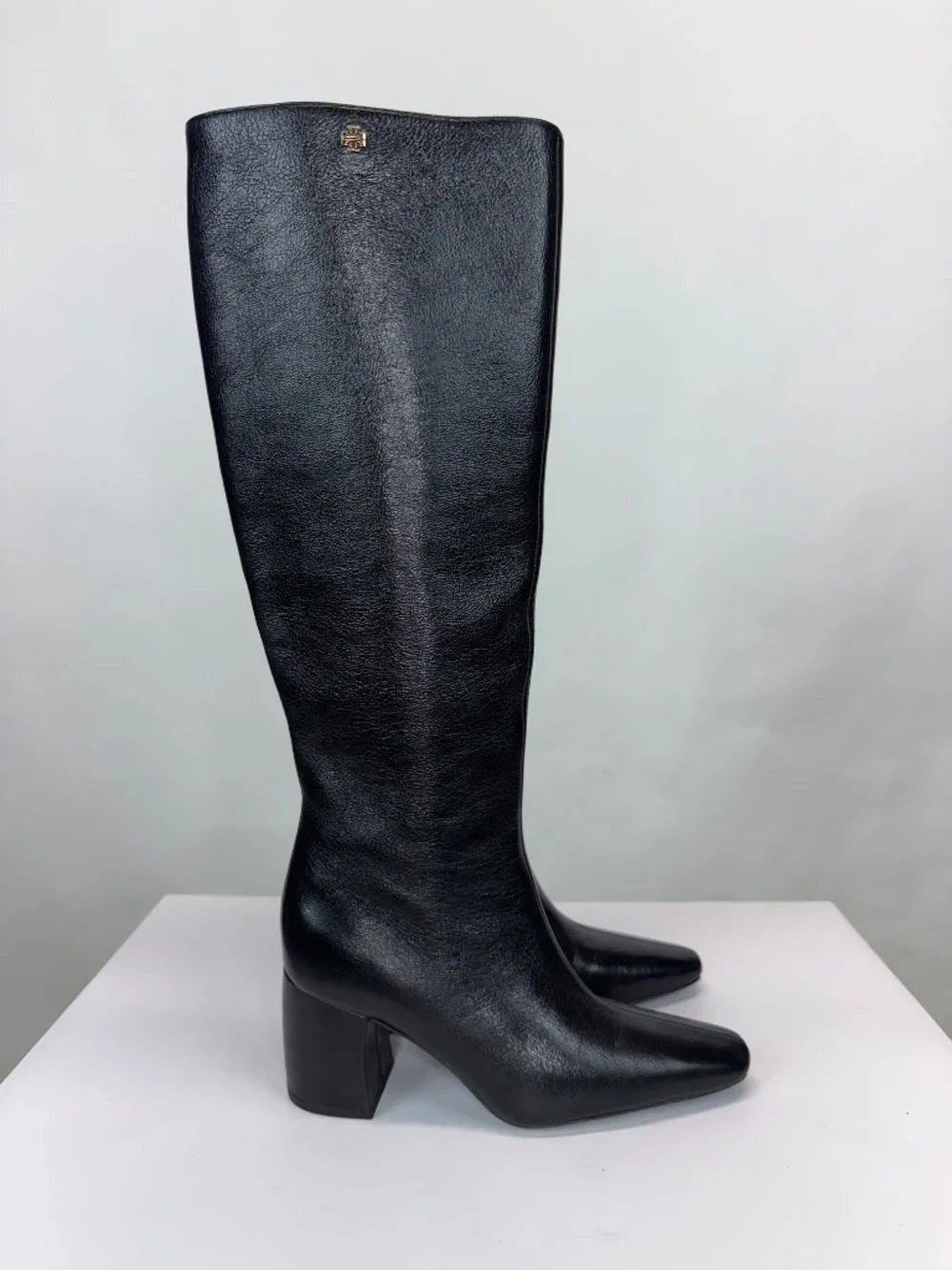 New Tory Burch Banana Leather Knee High Boot Black Leather Sz 5
